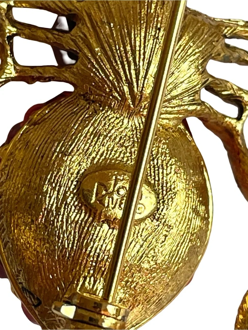 Vintage Signed Joan Rivers Gold Plated Spider Brooch